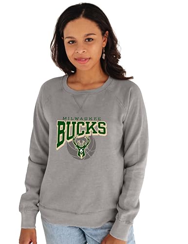 Blue 84 Milwaukee Bucks NBA Officially Licensed Women's Crewneck Sweatshirt Bur…