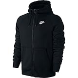 Nike Men's AW77 Fleece Full Zip Hoodie, Dark Grey Heather/White, Large