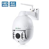PTZ Camera Outdoor, SV3C 1080P WiFi Outdoor Camera Wireless, Pan Tilt 5X Optical Zoom, Two Way Audio, 196ft Night Vision, Waterproof Security Camera, Motion Detection Alarm, Support Max 128GB SD Card