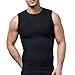 JIAO MIAO Mens Slimming Waist Body Shaper Vest Shirt,T390Black-L