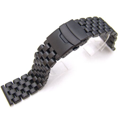 22mm-SUPER-Engineer-Solid-Stainless-Steel-Straight-End-Watch-Band-PVD-Black