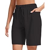 Choosefree Women's 8in Bermuda Shorts High Waisted Wide Leg Lounge Pants with Pockets Breathable Stretchy Yoga Short