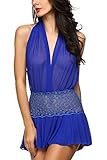 Avidlove Women Lingeries Backless Babydoll Lace Outfits Halter Mesh Nightwear
