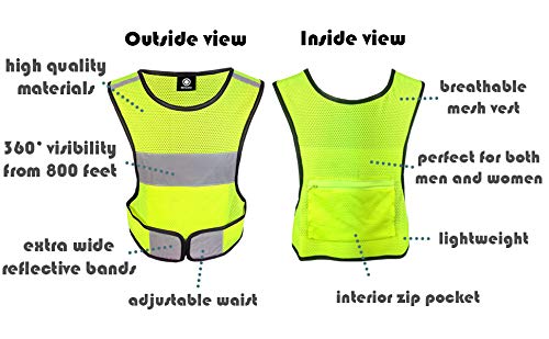 High Visibility Vest + 4 Reflective Bands. Reflective Running Vest. Reflective Vest for Walking. Safety Reflective Running Gear for Men and Women for Night Running. Reflective Tape Bands Clothing. - Thumbnail 2