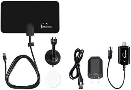 Digital Signal Indoor Leaf Flat TV Antenna For HDTV DTV HD VHF UHF FM AM FTA High Gain (45 Miles (Black))