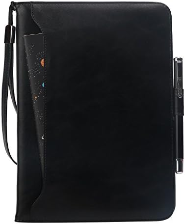 MAIBOOJI Premium PU Leather Case for New ipad 2018/ New ipad 9.7 inch 2017/ipad air2/ ipad air/ipad pro 9.7 with Card Slots,Kickstand,Document Pocket,Pencil Holder,Elastic Hand Strap-Color Black