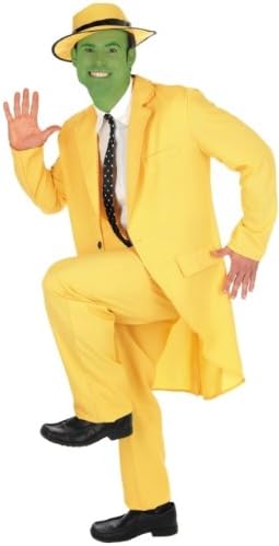 Jim Carrey The Mask Fancy Dress Costume &amp; FREE Face Paint! - MEDIUM