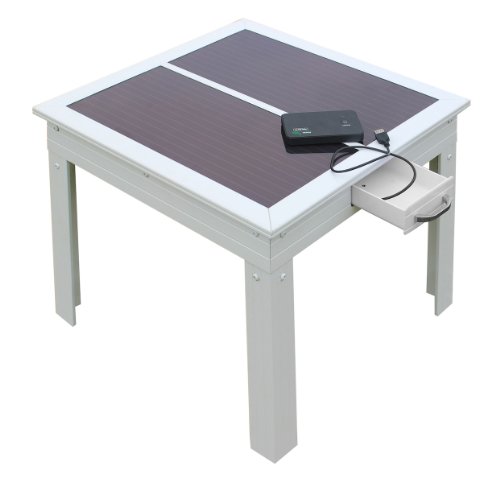 Nature Power Savana Solar Patio Table with Amorphous Solar Panels and Powerbank Battery Pack, White