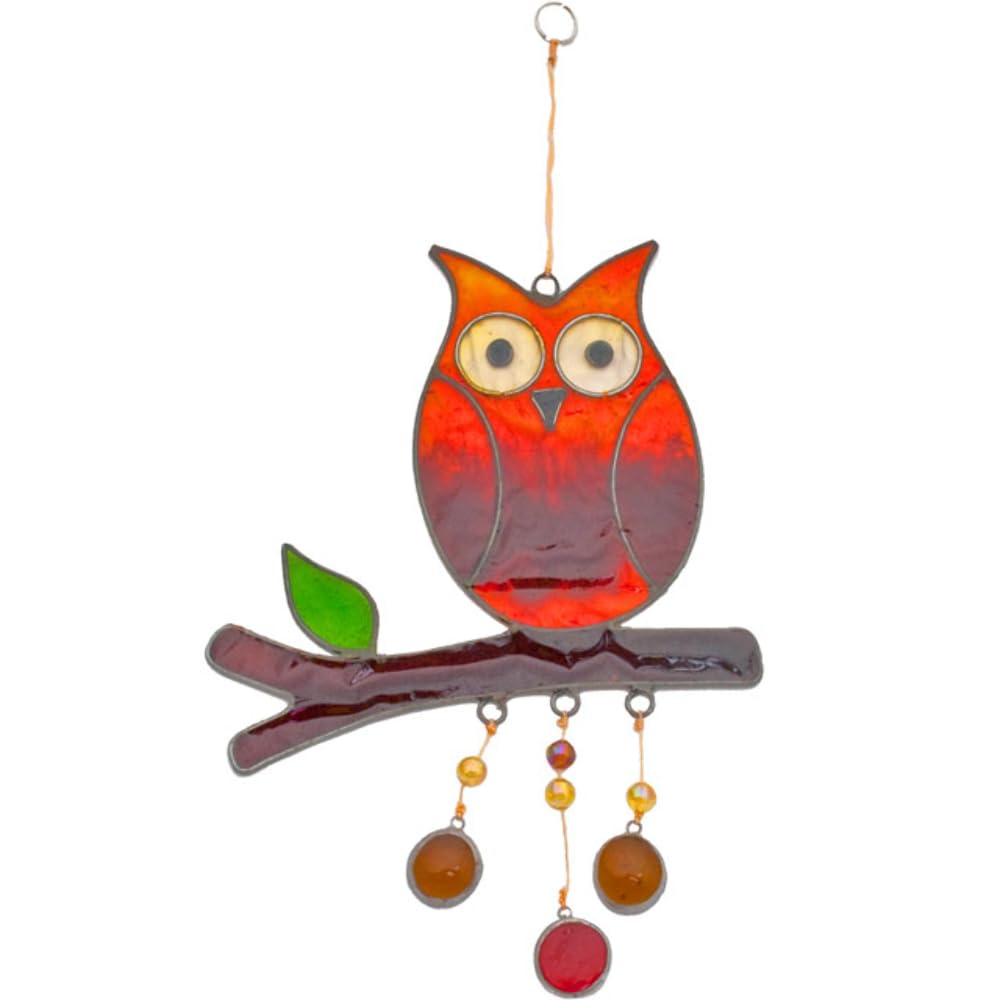 Something Different Owl On A Branch Ornament, Orange