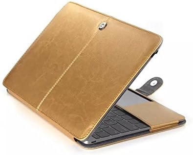 HASESS Soft PU Leather Case For Retina 12-inch Premium Quality Business PU Leather Book Cover Protective Cover Shell for Macbook 12" Retina Display A1534 US Keyboard Cover Screen Protector - Gold