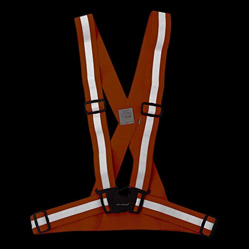 SAFE HANDLER Reflective Fluorescent Belt | 360 º Fluorescent Visibility, Lightweight, Reusable, Adjustable, Easy to Wear (Orange & Yellow 2 PACK)