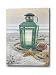 BANBERRY DESIGNS Beach Decor - LED Print with a Teal Lantern Sitting on The Beach - Seaside Setting with Shells and Starfish - Ocean Prints