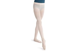 Capezio Girls' Ultra Soft Self Knit Waistband Tight, Light Pink, One Size (8-12)