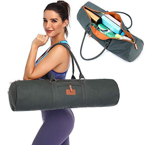 FODOKO Yoga Mat Bag Large Canvas Yoga Mat Tote Gym Duffle Bag Sling Carrier with Zippers and Pockets