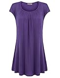 Jazzco Womens Scoop Shirring Neckline Short Sleeve Tunic Tops