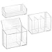 iDesign AFFIXX, Peel and Stick Strong Self-Adhesive Vanity Cosmetic Organizer, Storage for Hair Care, Jewelry, Bath, Cotton Swab Holder, Makeup - Set of 3, Clear