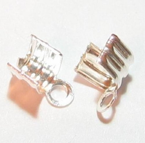 8pcs .925 Sterling Silver 3mm Leather Cord String Clip Cord End Crimp Cap/Findings/Bright