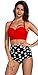 AMOURRI Womens Vintage Polka Underwire High Waisted Swimsuit Bathing Suits Bikini¡­