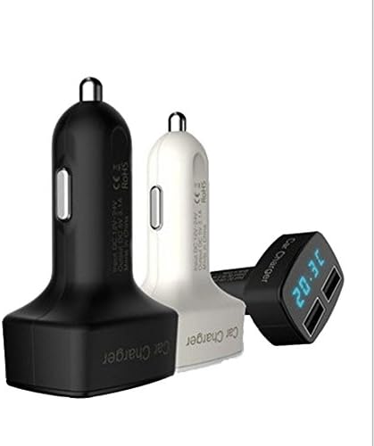Suriora 4 in 1 3.1A Dual USB Car Charger, Car Charger Cigarette Lighter Voltmeter Monitor for Car Truck, with Blue LED Display - Displays Voltage, Amps and Internal Temperature (Fahrenheit) - (white)