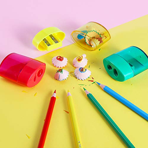 KIDMEN 2 Holes Pencil Sharpener,Pencil Sharpener for Kids,Pencil Sharpener Handheld-12 PACK