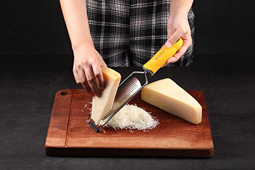 Multipurpose Zester Grater & Brush - Parmesan Cheese, Citrus, Lemon, Lime, Chocolate, Fruits, Soft Grip Handle, Stainless Steel Fine Blades with Protector, Hand-held Kitchen Tool, Dishwasher Safe - Thumbnail 4