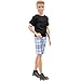 E-TING 1 Set Casual Wear T-Shirt Pants Pack Summer Look for Boy Doll (Black Blue)