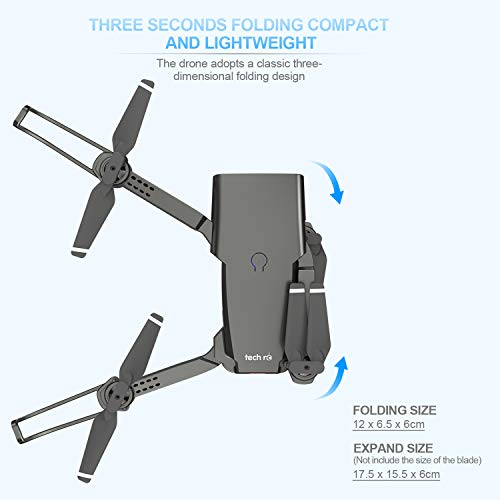 tech rc Drohne mit Kamera HD 1080P FPV 3D Faltbare RC Drone mit 2 Akku 24 Minuten Optische Flow Positionierung WiFi… – Bild 7