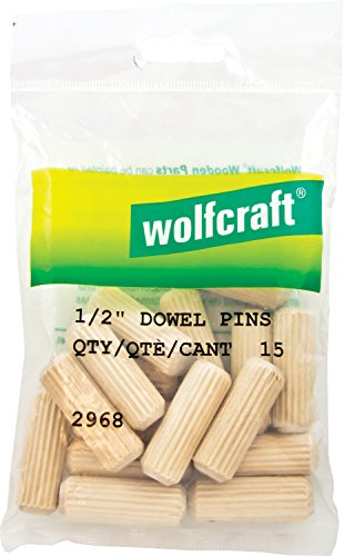 wolfcraft 2968405 Straight Fluted Wood Dowel Pins, 1/2in., 15 Pieces