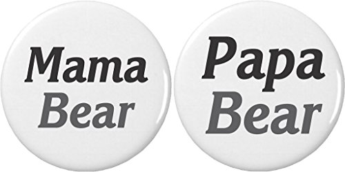 Set 2 Mama / Papa Bear 2.25â€ Large Pinback Buttons Pins Mom Mother Dad Father