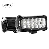 Off Road Lights AAIWA 54W LED Light Bar 2 PCS Flood LED Bar Triple Row LED Fog Light LED Work Light 7" Boat Light Driving Lights for Truck SUV ATV Jeep LED Lights,2 Years Warranty