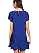 Verdusa Women's Round Neck Petal Short Sleeve Ruffle Hem Tunic Dress Blue M