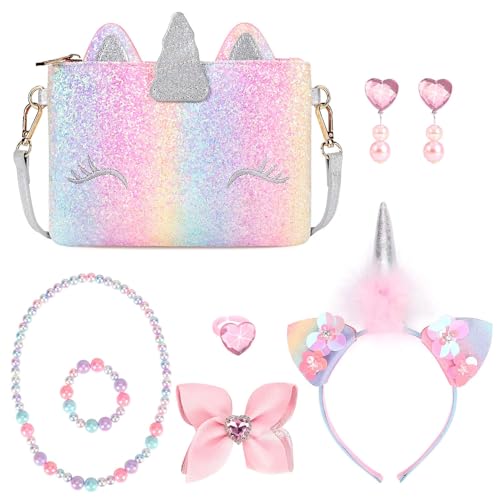 mibasies Unicorn Purse for Little Girls Kids Dress Up Jewelry Toddler Gifts Set