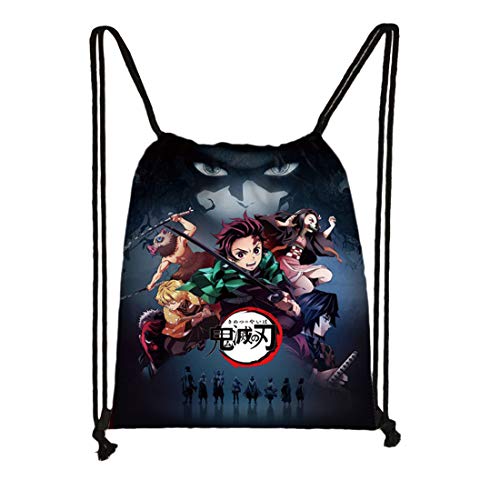 Demon Slayer Manga Merch Gift Set, Including Drawstring Bag,Stickers, Bracelets, Lanyard, Button Pins, Phone Ring Holder, Keychain for Japanese Anime Fans