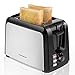 Toaster 2 Slice Wide Slots Best Rated Prime Toasters, Compact Stainless Steel Bread Toaster with Reheat/Defrost/Cancel Functions, 7-Shade Control & Removable Crumb Tray, Black, UL Certificated