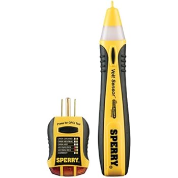 Sperry Instruments STK001 Non-Contact Voltage Tester (VD6504) & GFCI Outlet / Receptacle Tester (GFI6302) Kit, Electrical AC Voltage Detector, 2 Pc. Pk., Yellow & Black