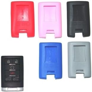 Gray Silicone Key Fob Cover Case Smart Remote Pouches Protection Key Chain Fits: Cadillac SRX 08-12