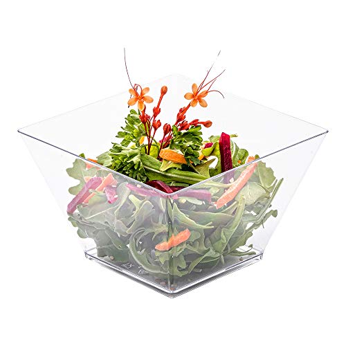 16-OZ Large Kova Salad Bowl - Elegant Square Clear Bowls: Perfect for Serving Salads, Appetizers, and Snack - Disposable and Eco-Friendly - 100-CT