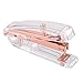 Unime Rose Gold Stapler Acrylic Desktop Stapler with 1000 PCS Rose Gold Staples and 10 Pieces Blinder Clips for Office School Home Accessory
