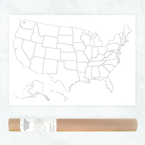 Large Coloring Poster with a Plain Outlines Map of USA to Color In Traveled States or Track Sales