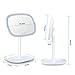 Ovonni LED Vanity Makeup Mirror with 10X Magnification Spot, Lighted Table Lamp with Touch Screen and Adjustable 360°Rotation for Countertop Bathroom Cosmetic, White