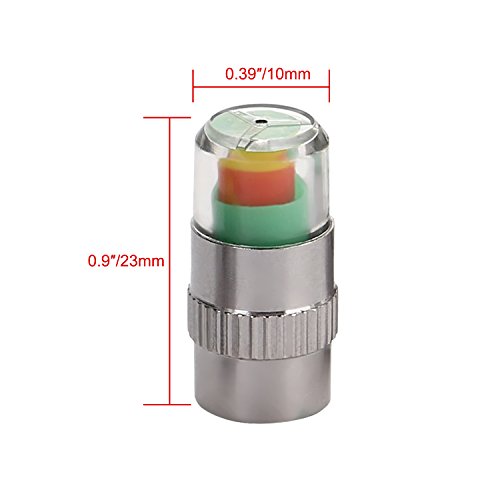 CICMOD 4pcs Car Tire Presure Monitor Valve Stem Caps with Sensor Indicators Alert Stainless Steel