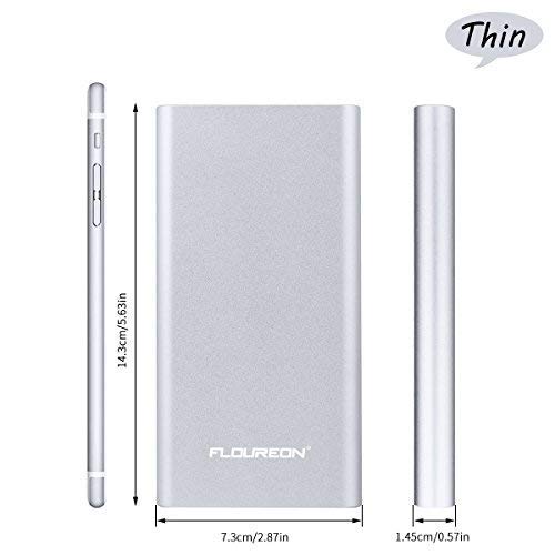 FLOUREON 12000mAh Power Bank Portable Cell Phone Fast Charging External Battery Pack with Type C and Lighting for iPhone,iPad, Samsung and More (Silver) - Thumbnail 5