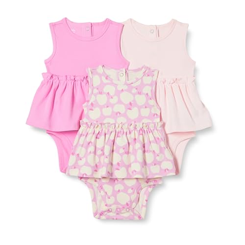 Amazon Essentials Baby Girls' Sleeveless Bodysuit Dress, Pack of 3, Pink/Apples…