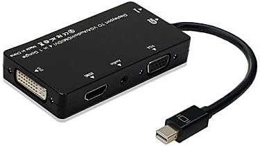 azazaz 4 in 1 Mini DP Thunderbolt Displayport to HDMI/VGA/DVI/3.5mm Audio Adapter Cable W/ Micro USB Port for MacBook Air Pro iMac Surface , white