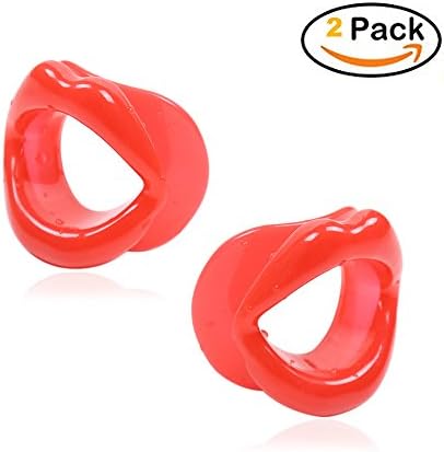 Silicone Rubber Lips, Face Facial Slimmer Exercise Mouthpiece Anti Wrinkle Mouth Muscle Tightener (2PCS Red)