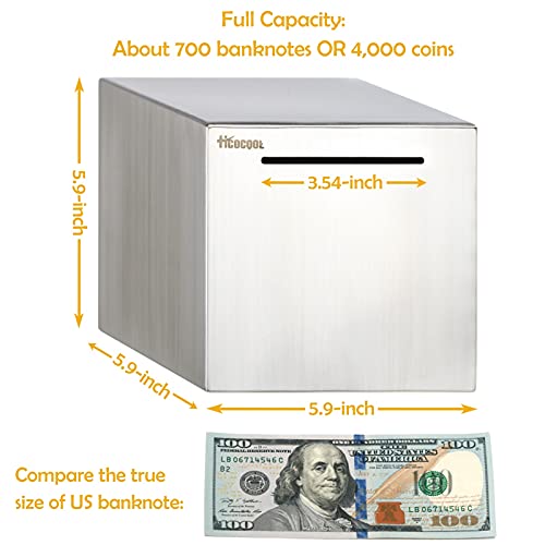 Adult Piggy Bank Stainless Steel Safe Money Banks for Adults Savings