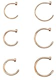 18G - 22G Rose Gold Plated Surgical Steel Basic Body Piercing Hoop Nose RingsChoose Gauge & Diameter