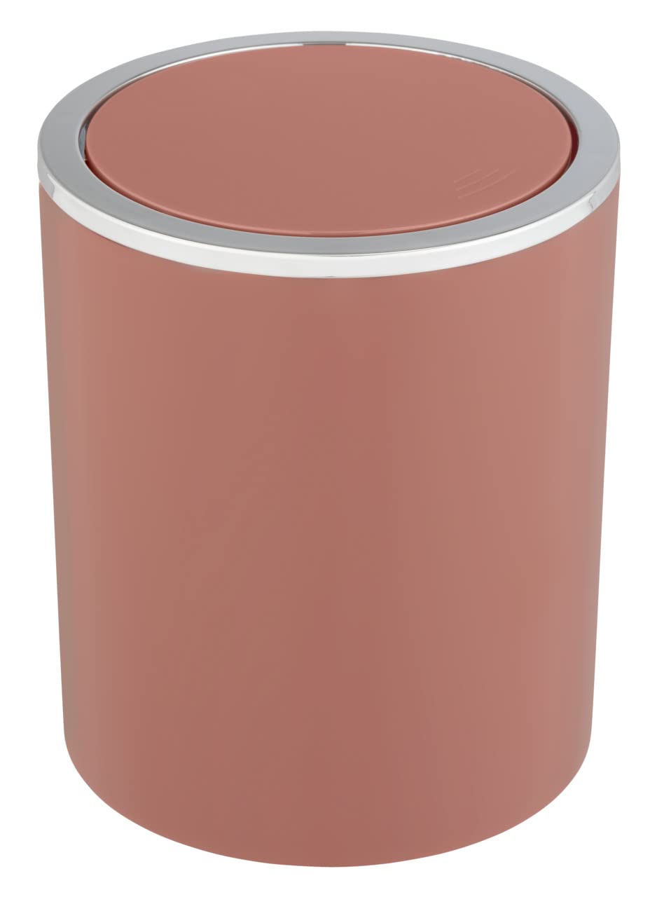 WENKO Inca cosmetic bin, 2 litre capacity, waste bin for guest WC, bathroom waste bin with swing lid, small plastic waste bin, BPA-free, Ø 14 x 16.8 cm, dusky pink