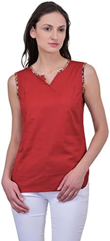 Kalava Women's Cotton With Kalamkari Combination Top Medium Multi-Coloured