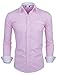 TAM WARE Mens Classic Vertical Striped Fake Pocket Longsleeve Shirt TWCMS01-PINK-US S